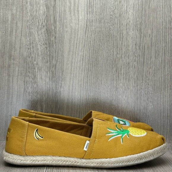 Toms Shoes - TOMS Shoes Womens 10 Spice Gold Embroidery Fruit Salad Classic Espadrille Yellow